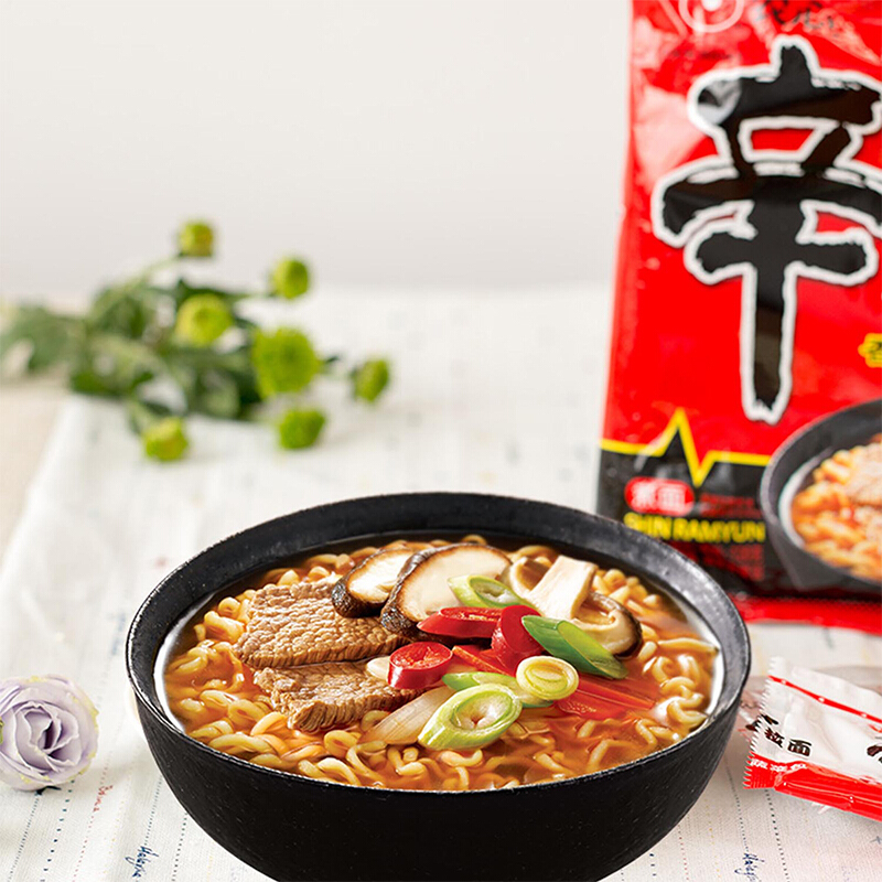 农心香菇牛肉辛拉面五连包 方便面 煮面 拉面 速食泡面