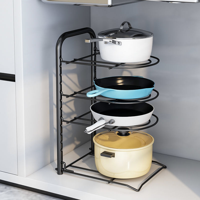 放锅架子厨房置物架锅具收纳架锅架多层落地台面家用多功能厨具架