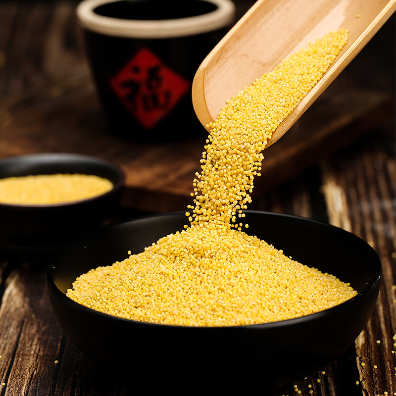 绿帝小米饱满金黄自然清香粒粒浑圆口感柔软米香四溢香滑软糯500g高清大图