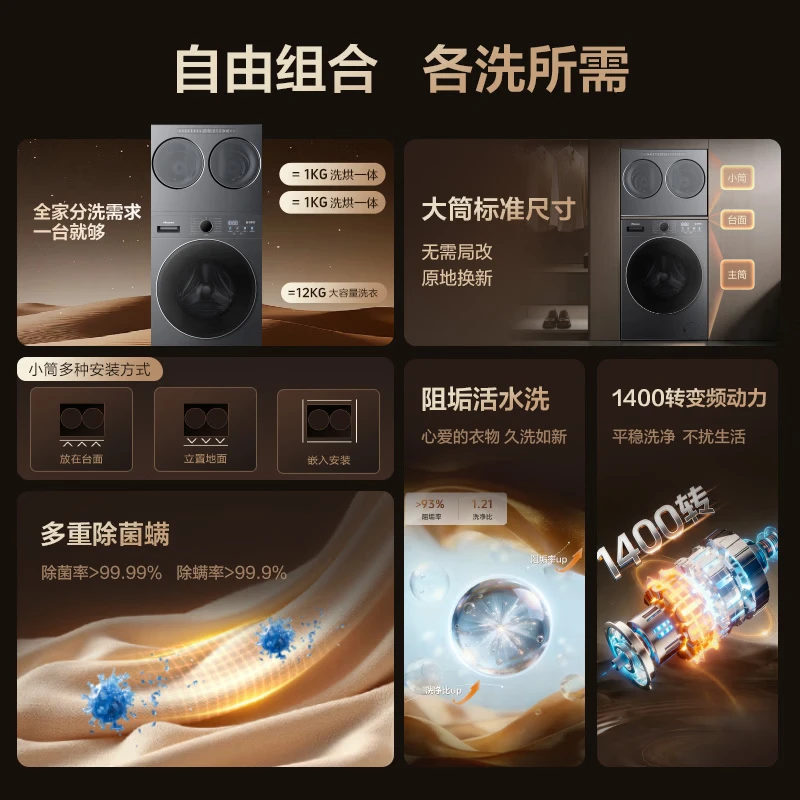 海信三筒洗衣机全自动滚筒洗衣机洗烘套装 WF120A2S+WV20G-H高清大图