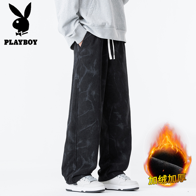 花花公子秋冬新款学生潮牌灯芯绒休闲裤高清大图