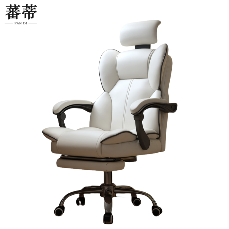 蕃蒂办公椅白色+脚踏把高清大图