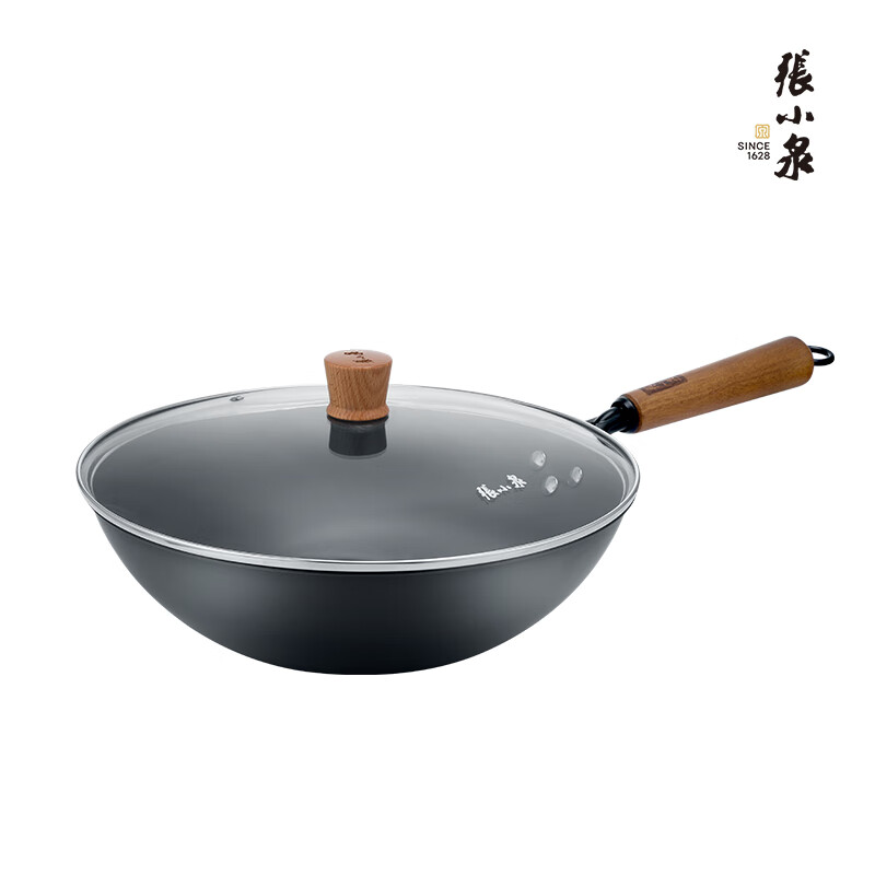 张小泉 不锈精铁炒锅燃气专用炒菜锅C31790100手作精铁锅 32cm高清大图