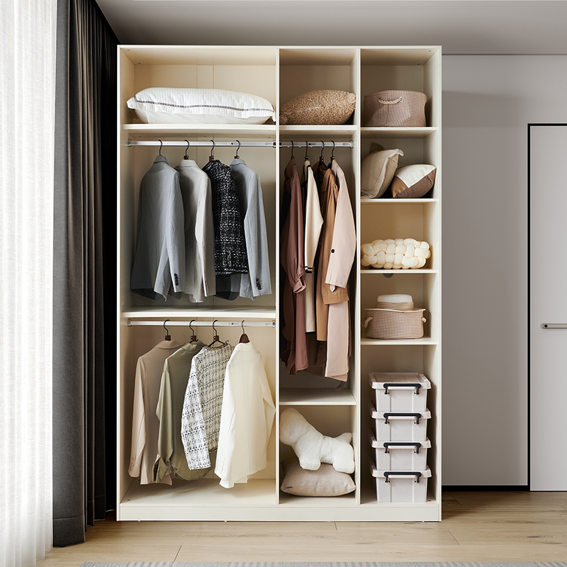 温馨奶油风进口头层牛皮软靠皮床加高衣柜卧室套装高清大图