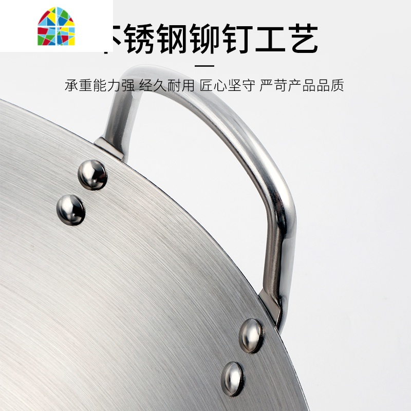 201不锈钢锅炒锅家用炒菜锅食堂厨师大锅双耳老式锅煤气灶专用商用 FENGHOU 加厚有磁201不锈钢双耳炒锅:60cm高清大图