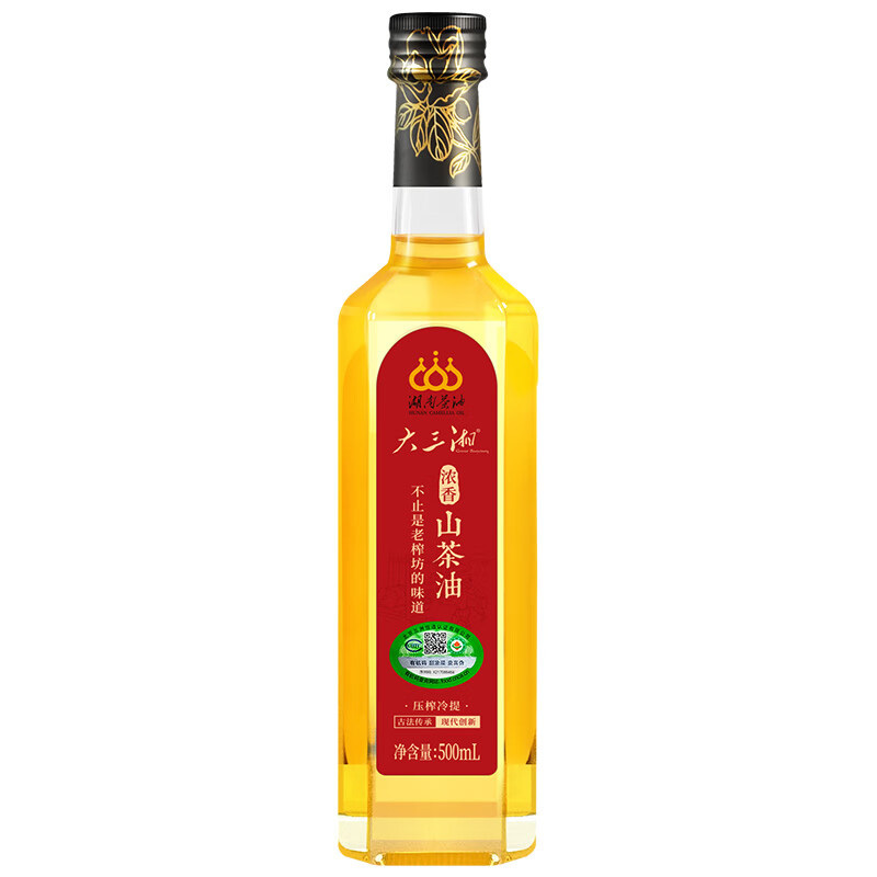 大三湘山茶油500ml有机浓香纯正金黄透亮物理压榨轻脂肪