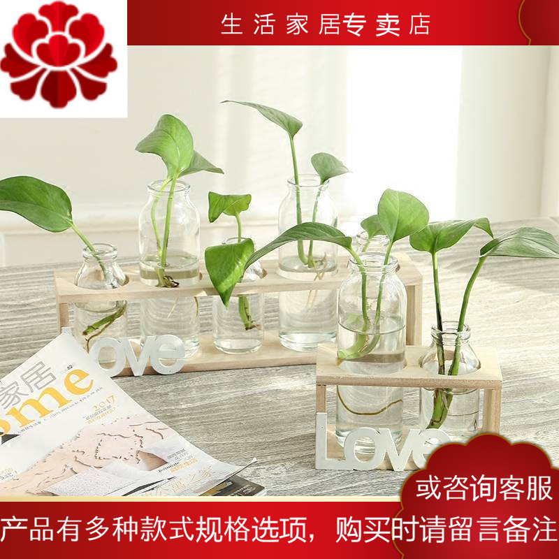 骁熊花瓶 花艺创意透明小花瓶实木架水培绿萝植物玻璃容器餐桌客厅书桌装饰摆件 价格图片品牌报价 苏宁易购骁熊生活家居专卖店