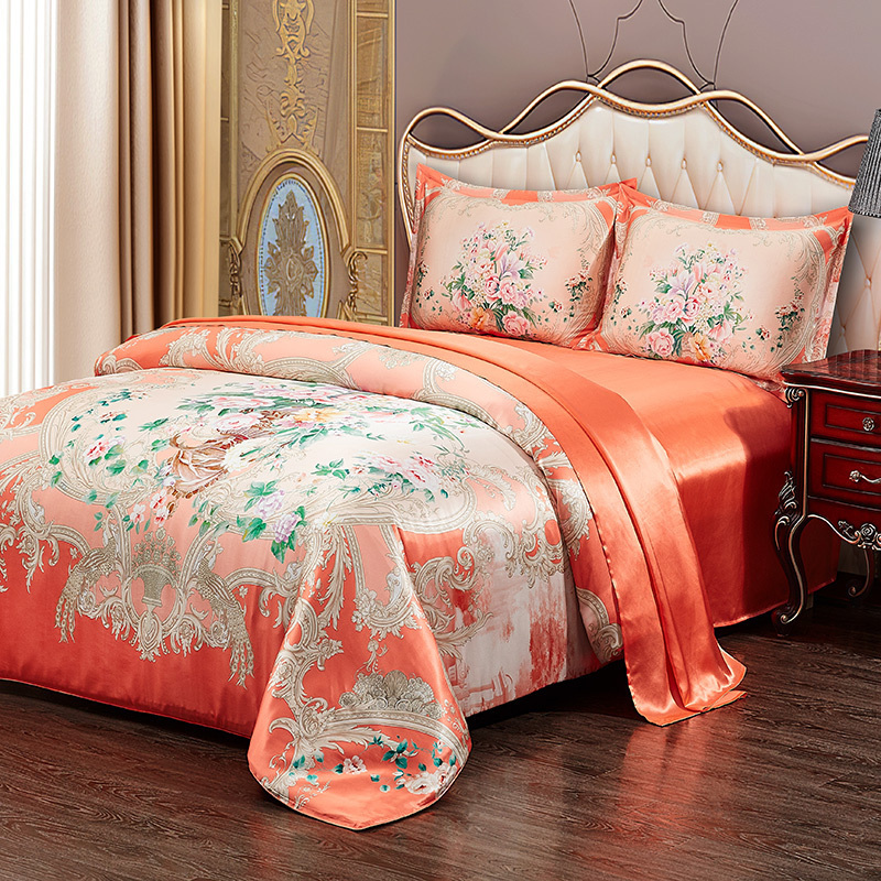 丝煌真丝四件套桑蚕丝床上用品真丝被套床单婚庆丝绸床品套件
