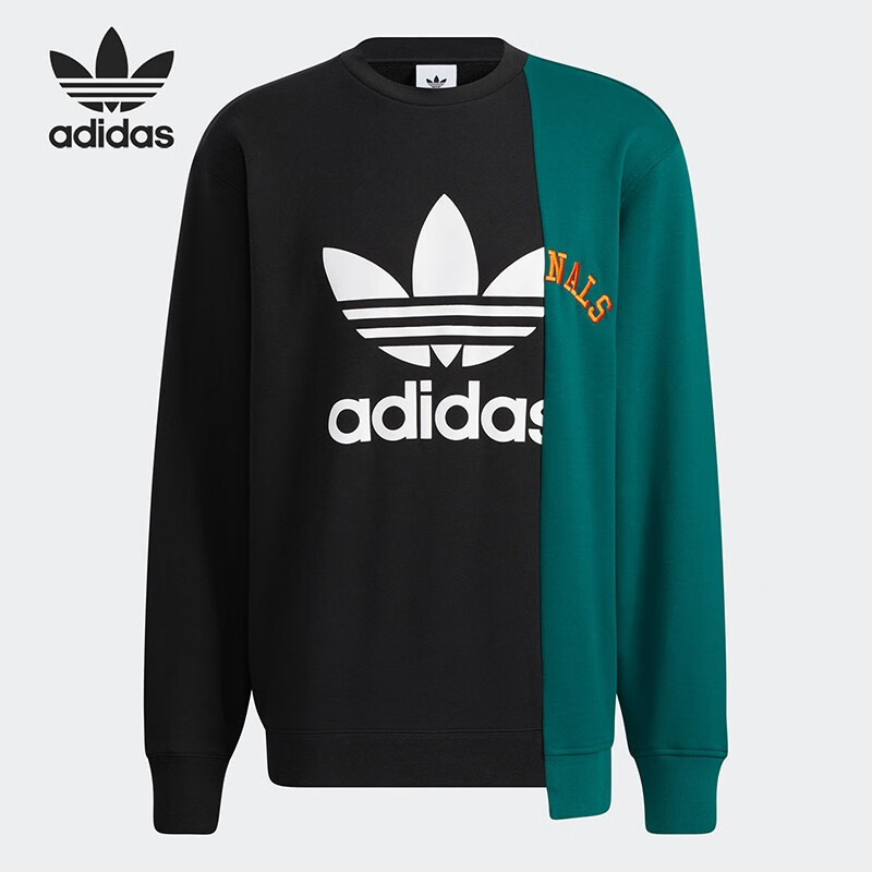 阿迪达斯(adidas)三叶草新款男装运动宽松舒适卫衣圆领套头衫HC0379