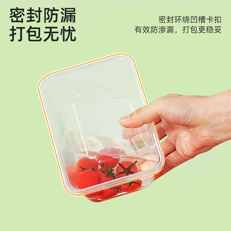特美居 一次性长方500型光面带盖打包餐盒300套装透明TMJ-2941 BDZSSC高清大图