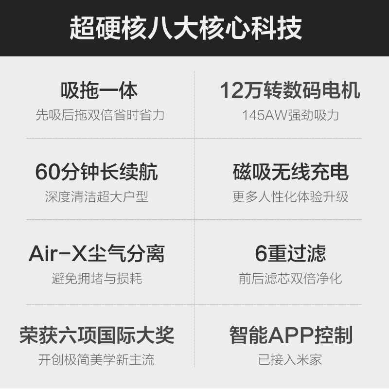 小米生态链睿米无线吸尘器 家用小型手持小狗猫毛吸尘器除菌除螨吸拖一体机NEX