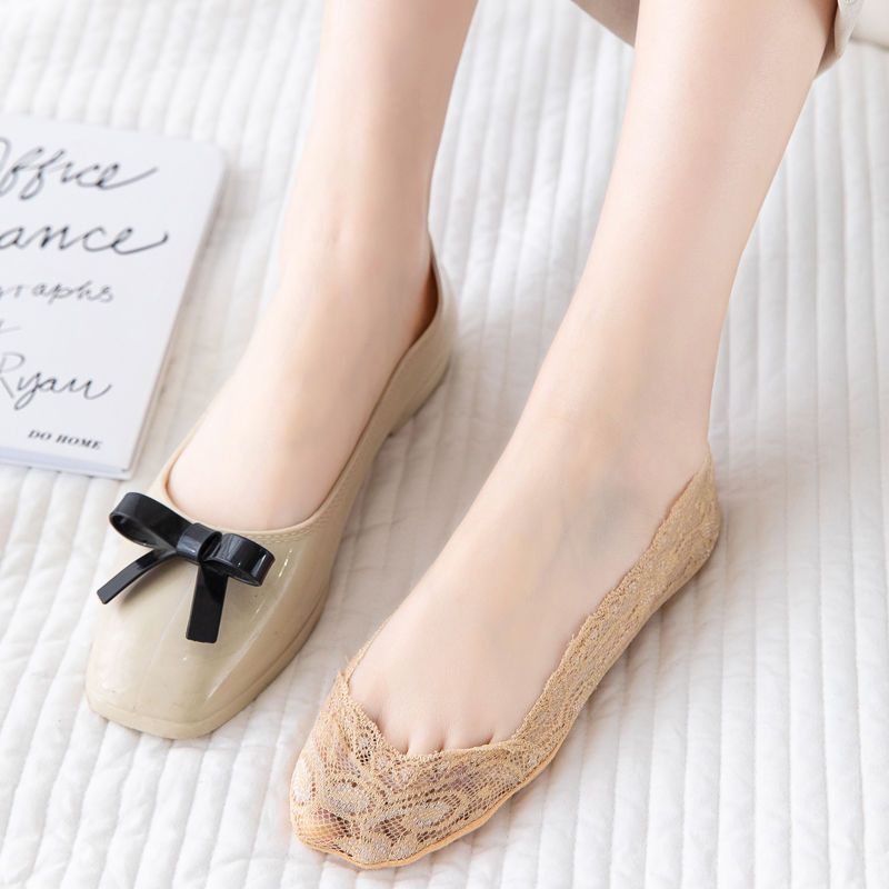 冰丝蕾丝船袜浅口夏季透气隐形袜薄款棉底女防滑