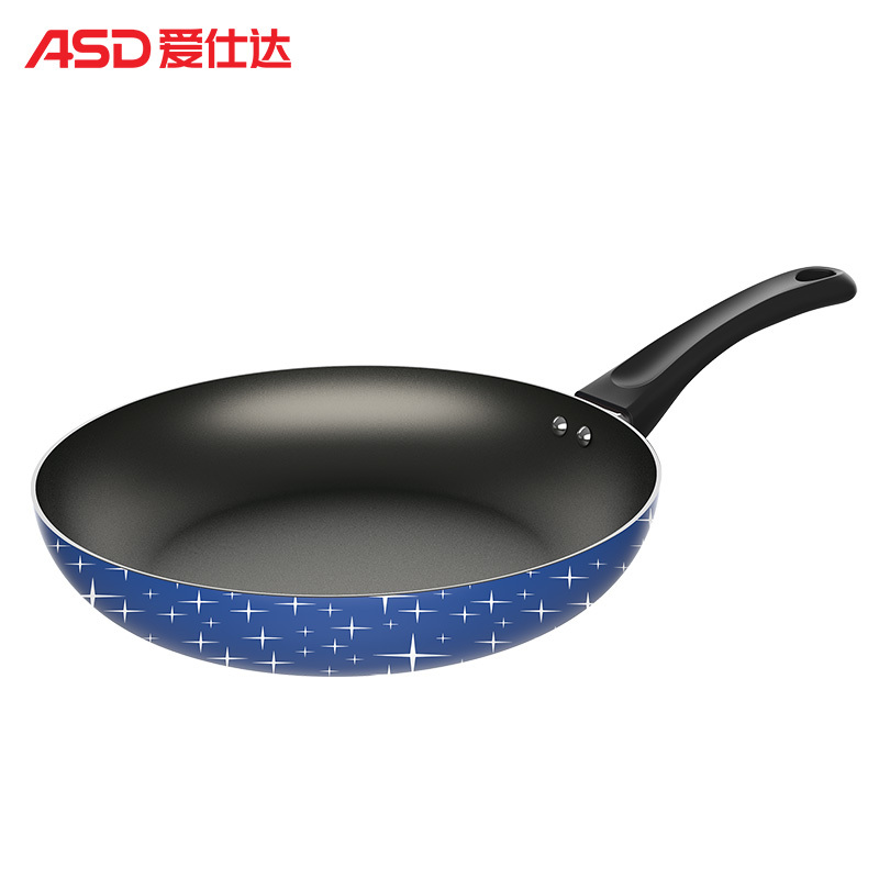 爱仕达(asd)煎锅L28G10WG-B印花不粘易清洗煎锅优质合金平底锅不粘锅煎锅烙饼锅煎蛋牛排少油烟家用28cm蓝色