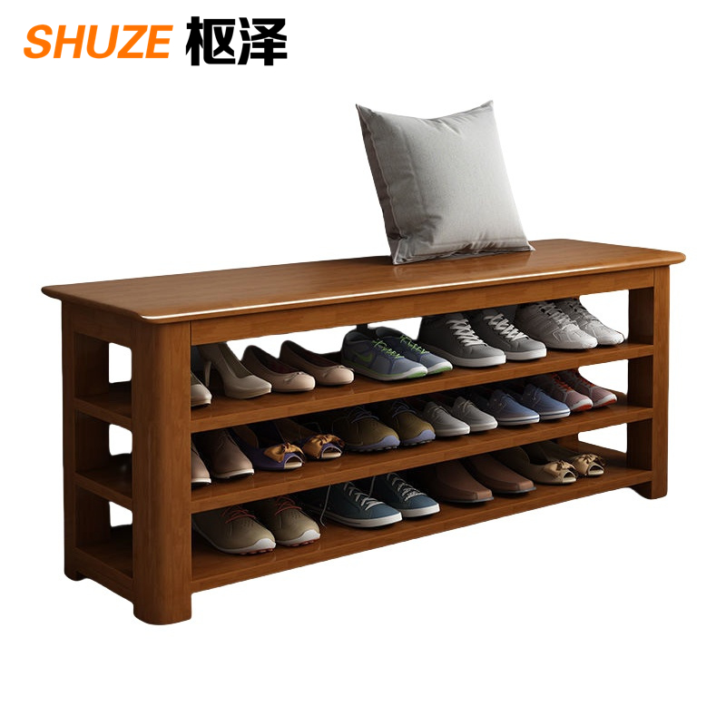 枢泽 实木换鞋凳 3层80cm 个高清大图