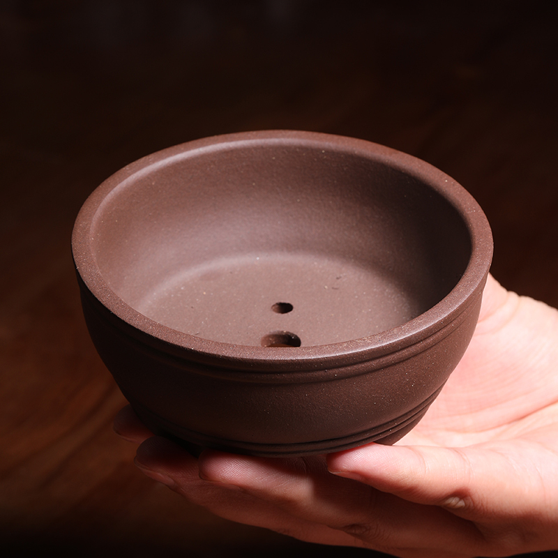 紫砂小圆形桌面小号古典精品高档陶瓷微型迷你多肉花盆