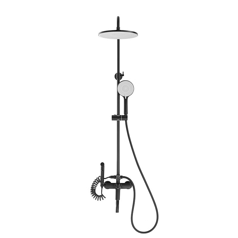 惠达(HUIDA)-5017 花洒套装 喷枪黑色花洒家用大顶喷淋浴套装入墙式59A铜淋浴器高清大图