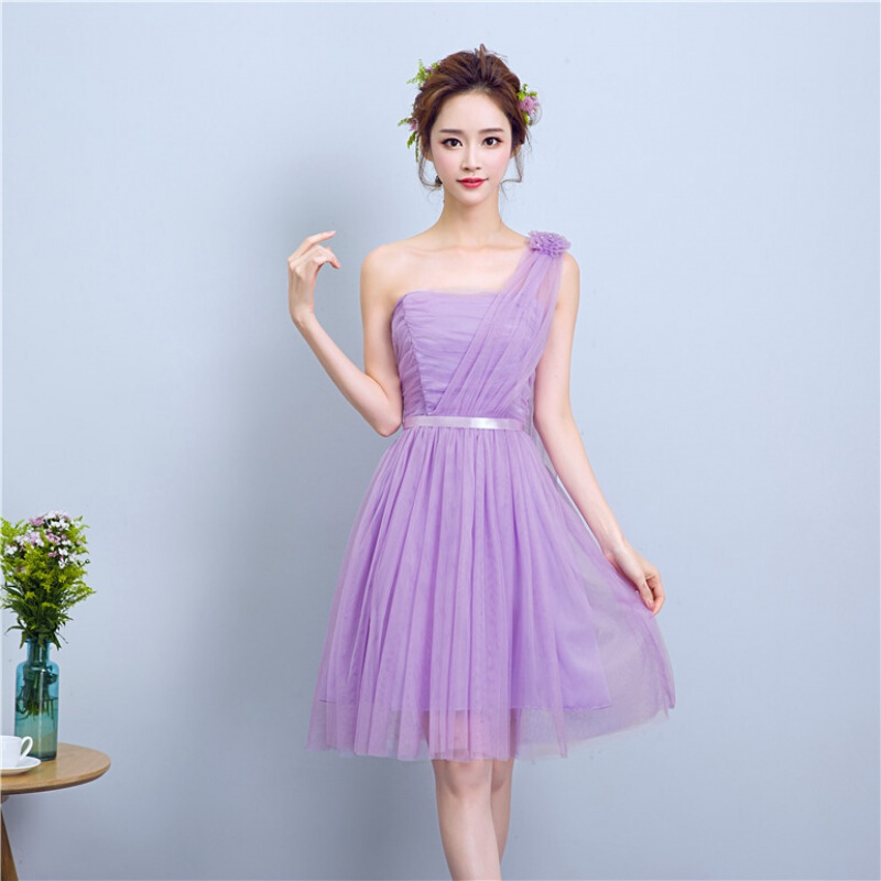 伴娘服短款聚会中袖连衣裙姐妹团毕业晚礼服
