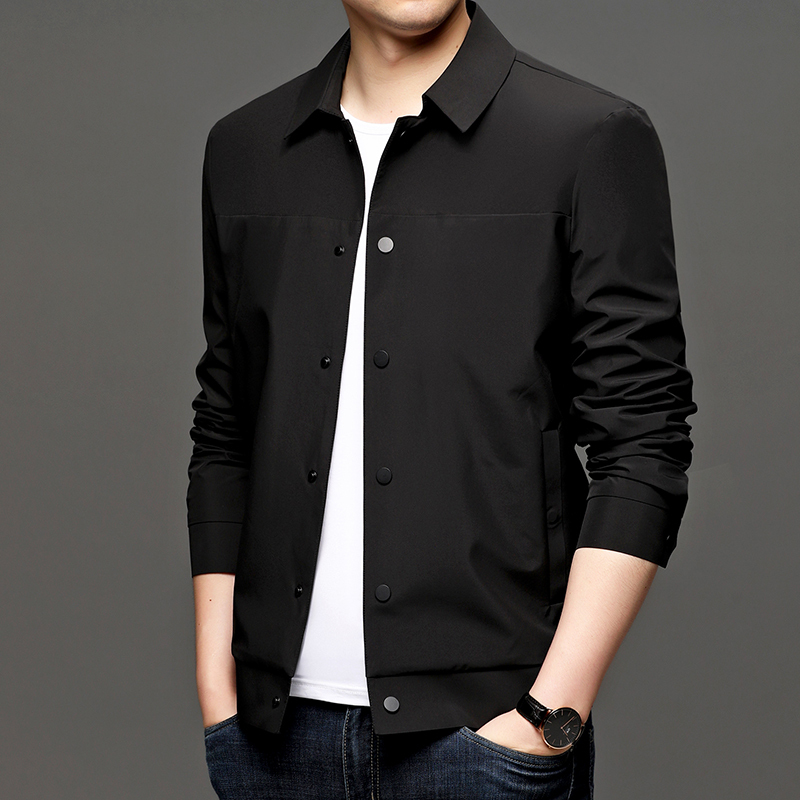 花花公子免烫翻领青年男士夹克外套男韩风潮时尚休闲排扣衣服男装茄克