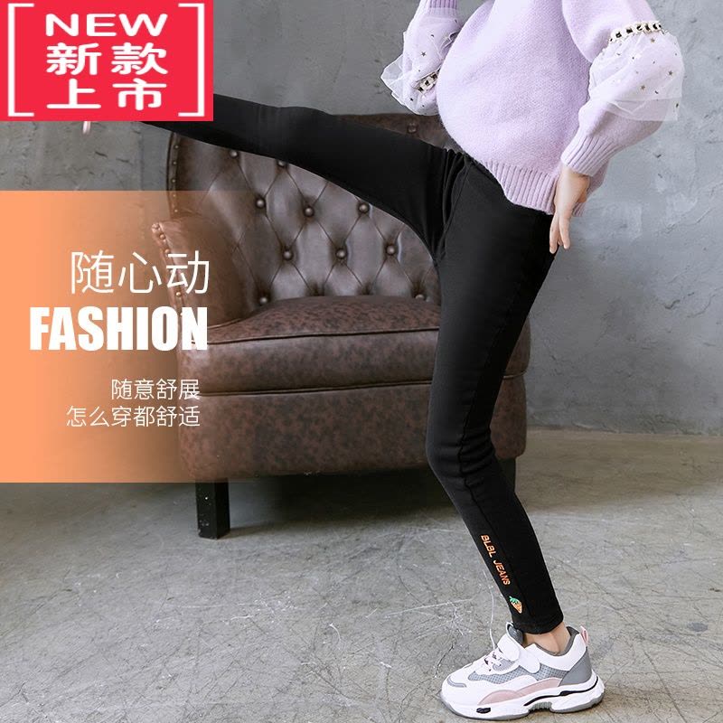 可莉允女童打底裤加绒秋冬款外穿洋气儿童薄绒宝宝一体绒大童保暖长裤子保暖裤图片