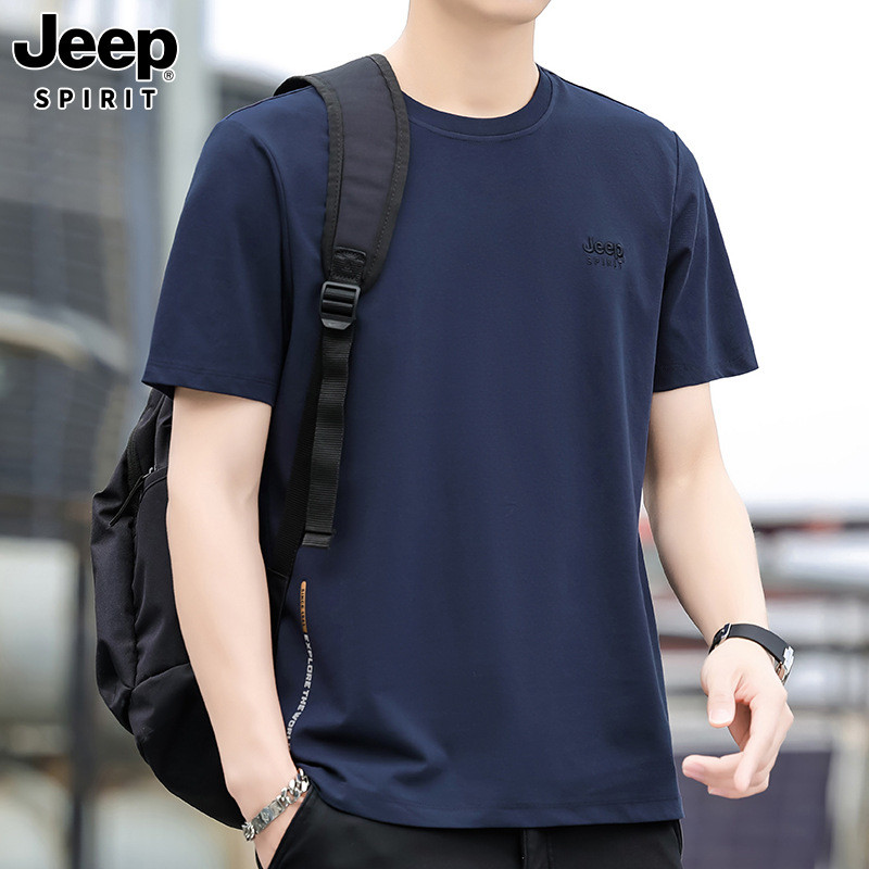 JEEP SPIRIT吉普男士T恤刺绣圆领短袖宽松潮流印花上衣高清大图