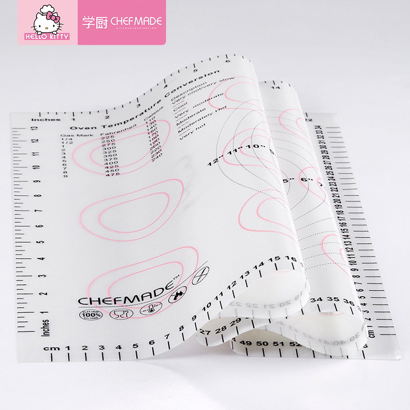 学厨60*40cm大号 HELLO KITTY 揉面垫防滑硅胶垫 家用食品级 案板硅胶面板擀面垫 和面垫 KT7002