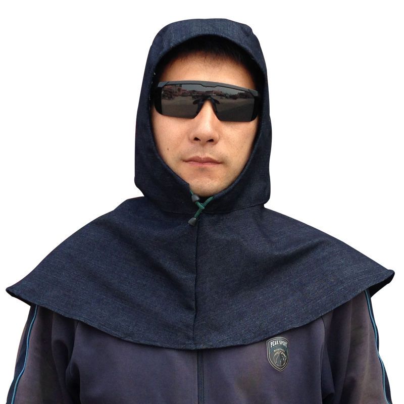 防尘披肩帽子披风帽套头牛仔帽车间劳保工作帽工作防粉尘打磨面罩方披