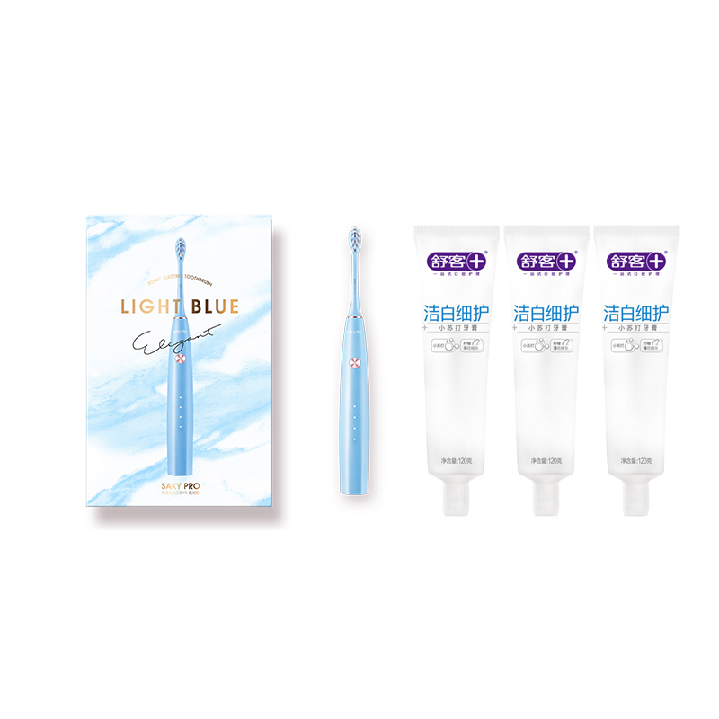 舒客+ 高端Y1声波电动牙刷+舒客小苏打牙膏(洁白细护)120克*3