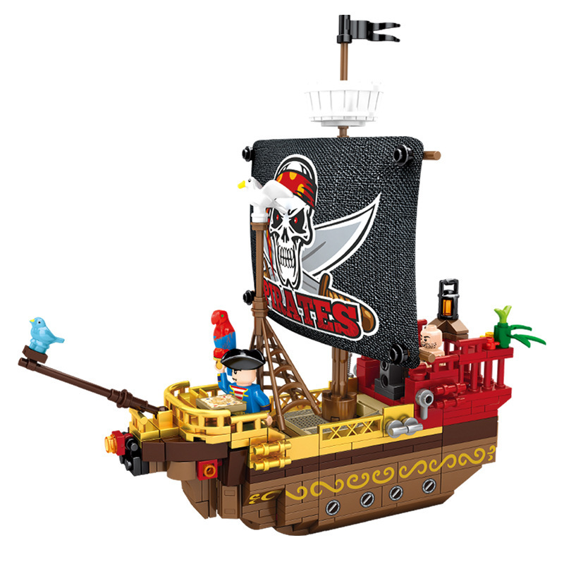 加致积木男孩拼装玩具海盗船系列加勒比海盗积木玩具海盗船舰船长人仔