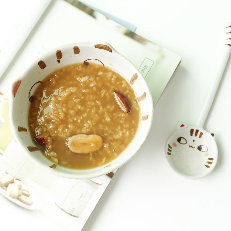 勺 原来是泥|可爱猫一人食粗陶日式陶瓷盘子餐具饭碗碟勺子套装家用