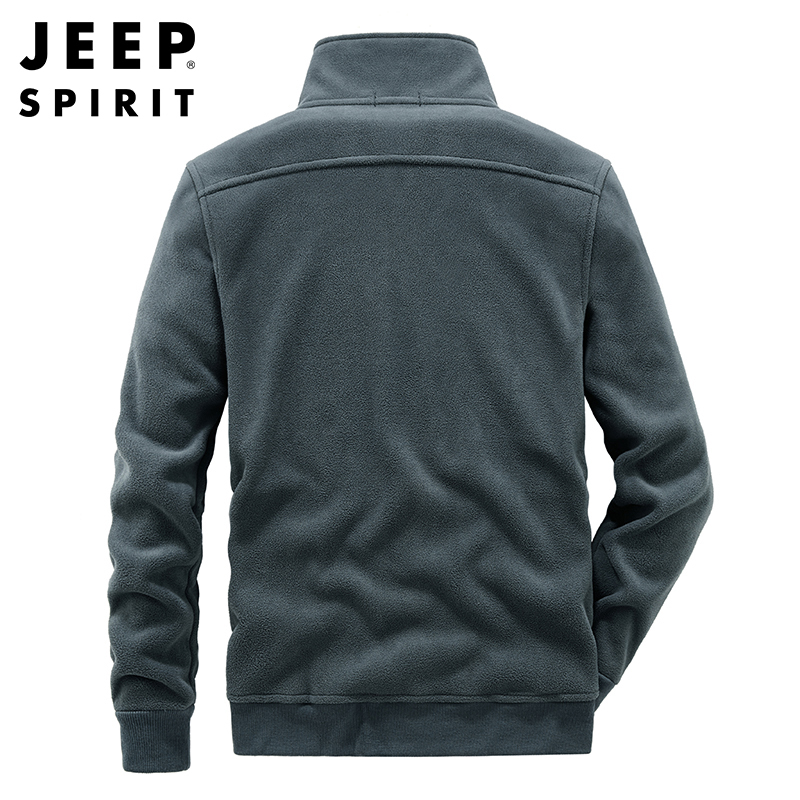 JEEP SPIRIT吉普男士夹克立领摇粒绒抓绒衣户外防风保暖运动开衫简约休闲抓绒夹克