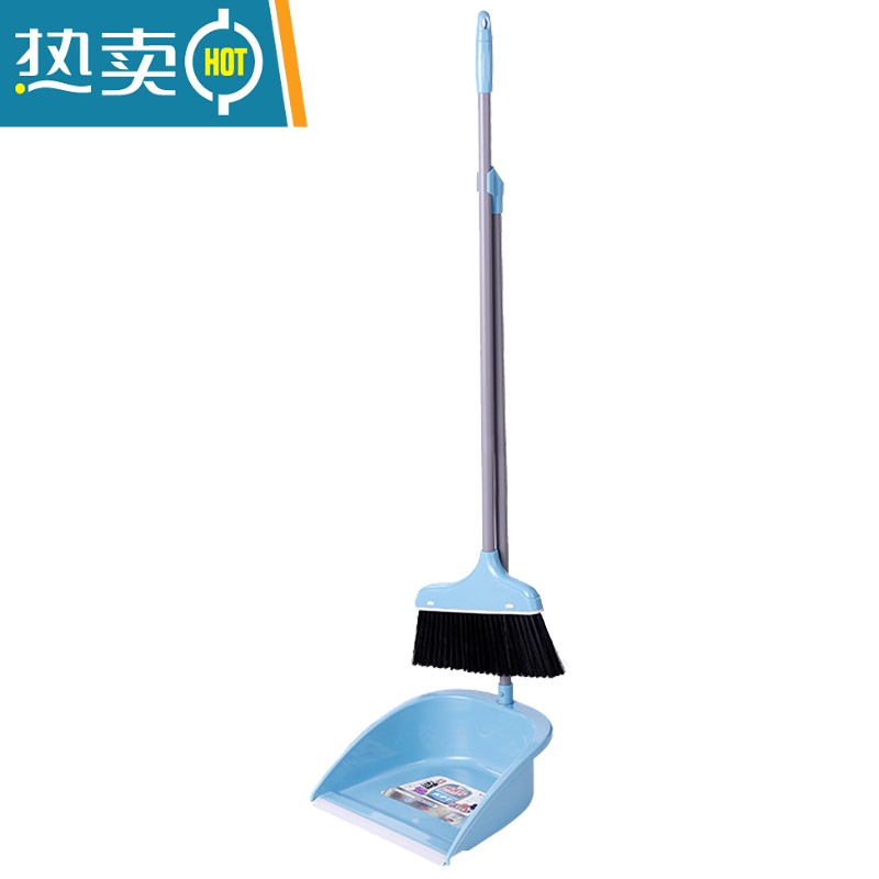 敬平创意家用魔法扫把簸箕套装办公室组合扫帚畚箕软毛扫地笤帚垃圾斗 马卡龙蓝色无缝贴地