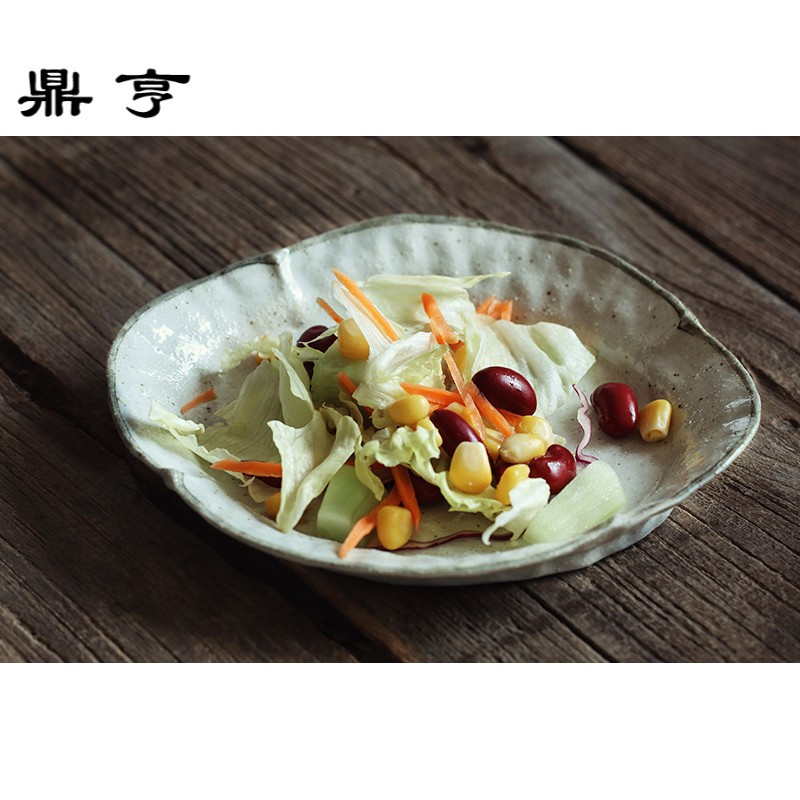 鼎亨MY家 - 景德镇制 娟手作 白色粗陶 椭圆底小蝶|花朵盘