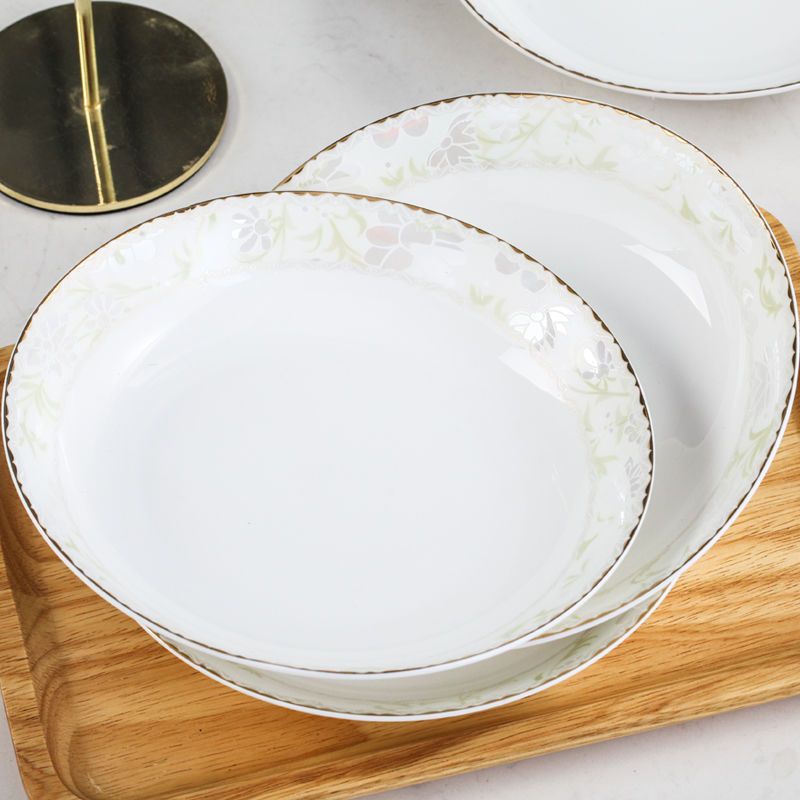 玉莱雅高档骨瓷6个盘子家用批发盘子菜盘子家用盘子碗套装8英寸洁白