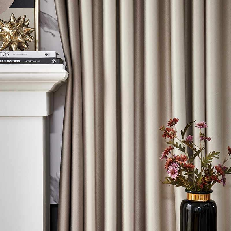 添福运 轻奢遮光窗帘北欧简约现代挂钩布拉格肌理窗帘打孔窗帘飘窗客厅帘子遮阳布拼色儿童房窗帘轻奢卧室挂钩纯色窗帘高清大图