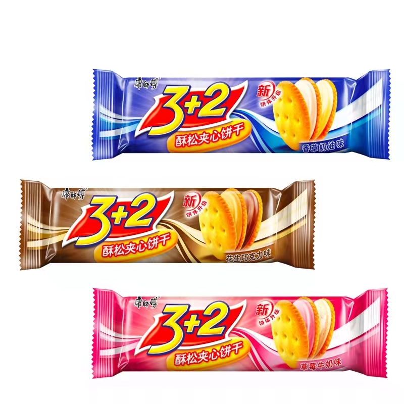 康师傅3 2草莓牛奶味酥松夹心饼干118g