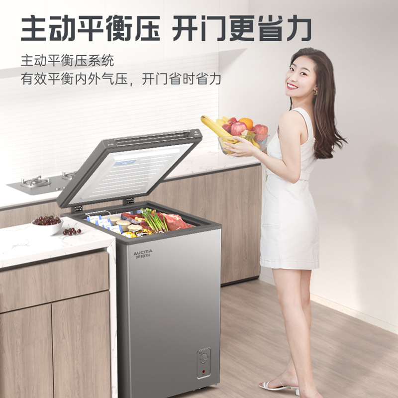澳柯玛(AUCMA) 100升家用卧式冷柜冰柜小冰箱 阻霜减霜 合金内胆 无界天际线 BC/BD-100HSNE
