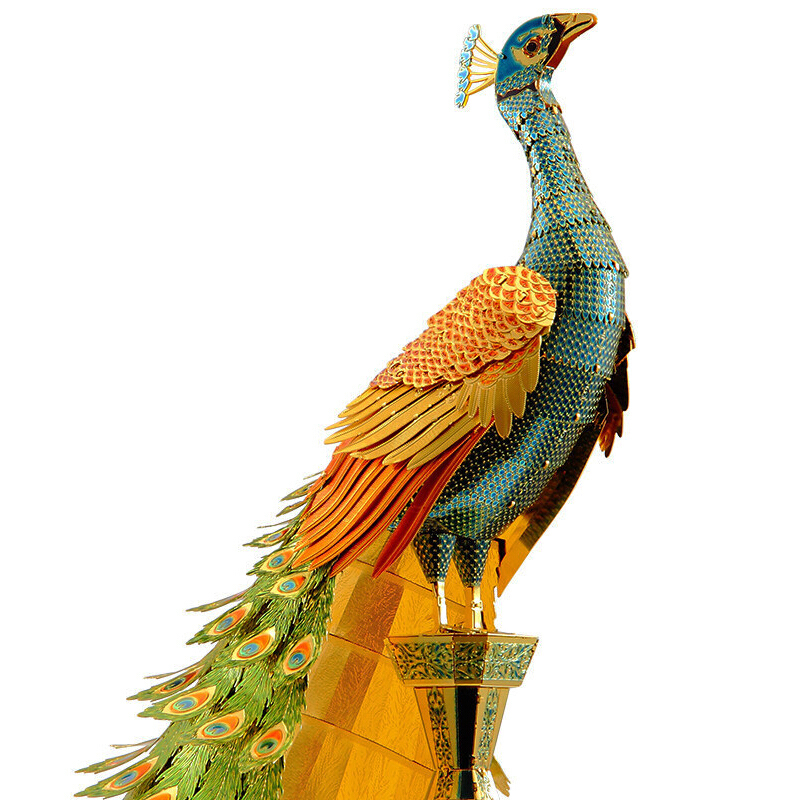 拼酷金属拼装拼插模型3d立体拼图建筑diy手工创意玩具七彩孔雀送简易