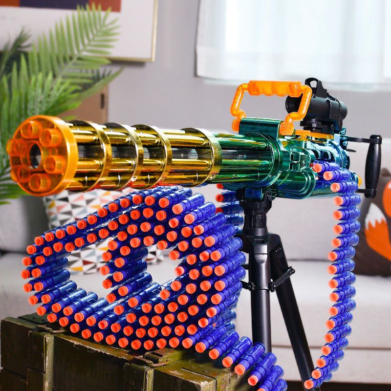 黄金加特林电动连发枪玩具儿童冲锋机关枪仿真软弹枪机枪6男孩8岁