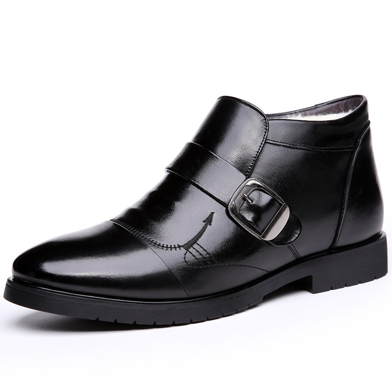 棉皮鞋男士真皮羊毛加绒保暖防寒商务休闲高帮防滑老人爸爸冬季鞋