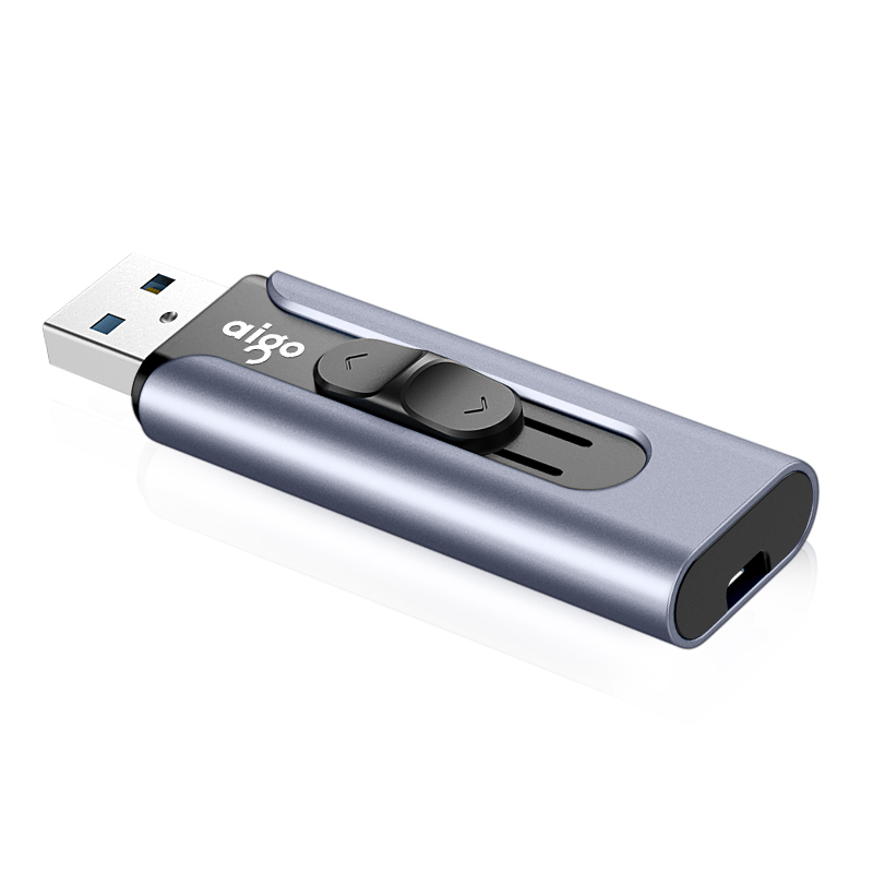 爱国者(aigo)64GB USB3.0 U盘 U335金属推拉款 蓝色 时尚高速