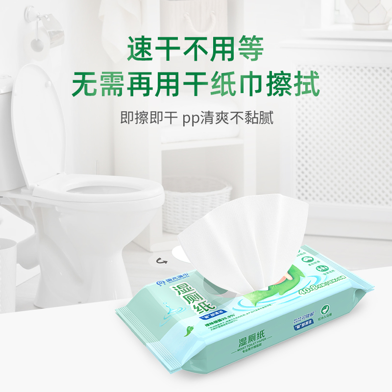 国光湿厕纸40+8*5包实惠男女性私处清洁湿巾如厕擦屁股可冲散湿厕纸