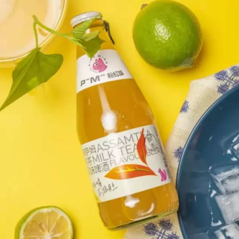[网红爆款]粉红喵阿萨姆奶茶风味啤酒300ml/*6瓶,加送10个卫龙亲嘴烧