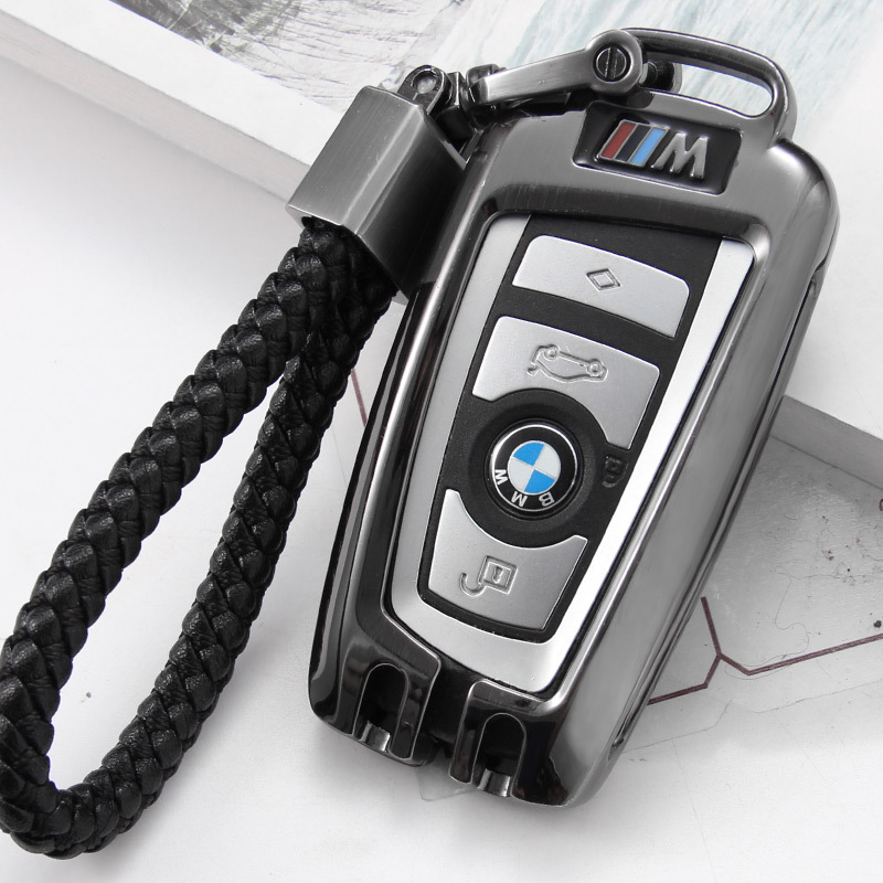 宝马智能5系GT 3系318li 640i X3X4 320li汽车钥匙包壳套包扣 不带硅胶)传奇黑-三代便携绳款