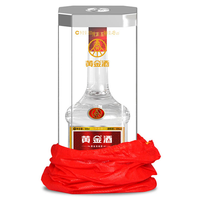 黄金酒 喜福荟 45度 500ML 水晶装 单瓶装盒装