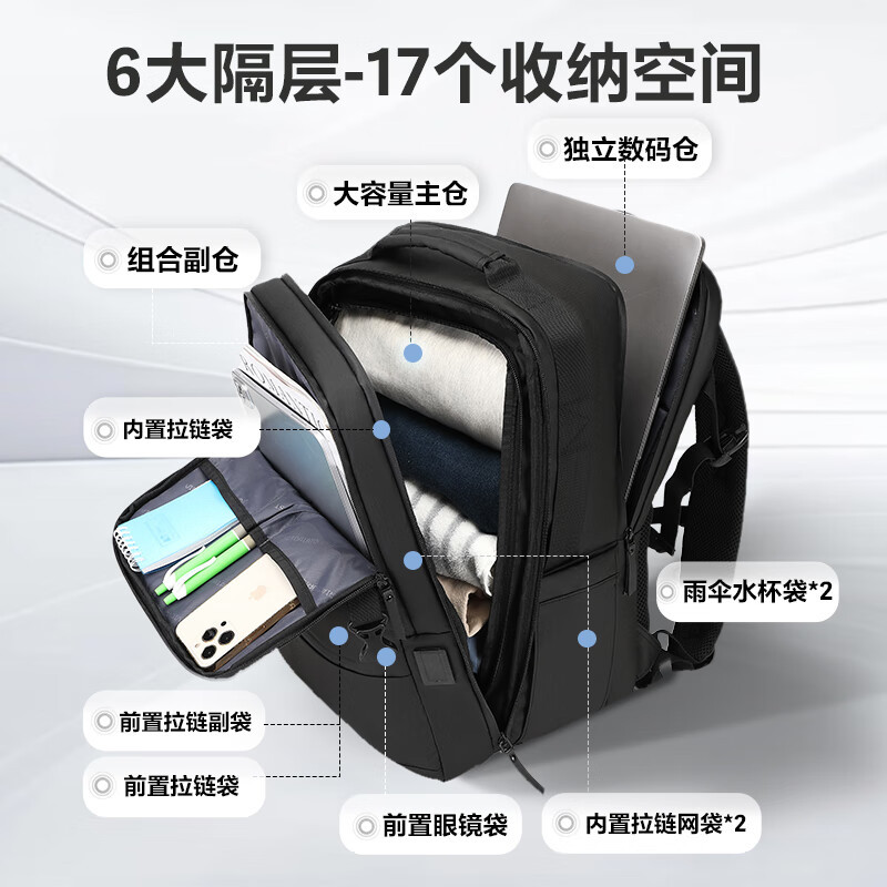 维多利亚旅行者大容量商务旅行双肩背包电脑包9099黑色高清大图