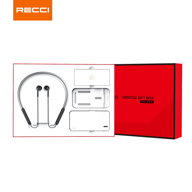 锐思RECCI 套装移动电源/蓝牙耳机/手机支架/充电线四合一礼盒 白色RGB-N10高清大图