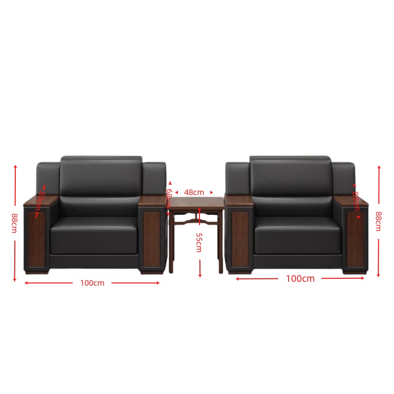 智叶舟办公沙发组合100*83*88cm(1+1+茶几)套高清大图