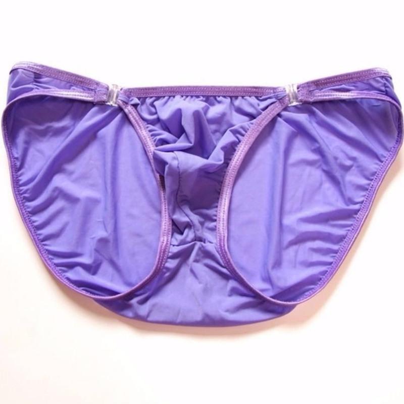 男士透明冰丝内裤性感低腰紧身囊袋裤头男青年透视三角裤超薄丝滑白色