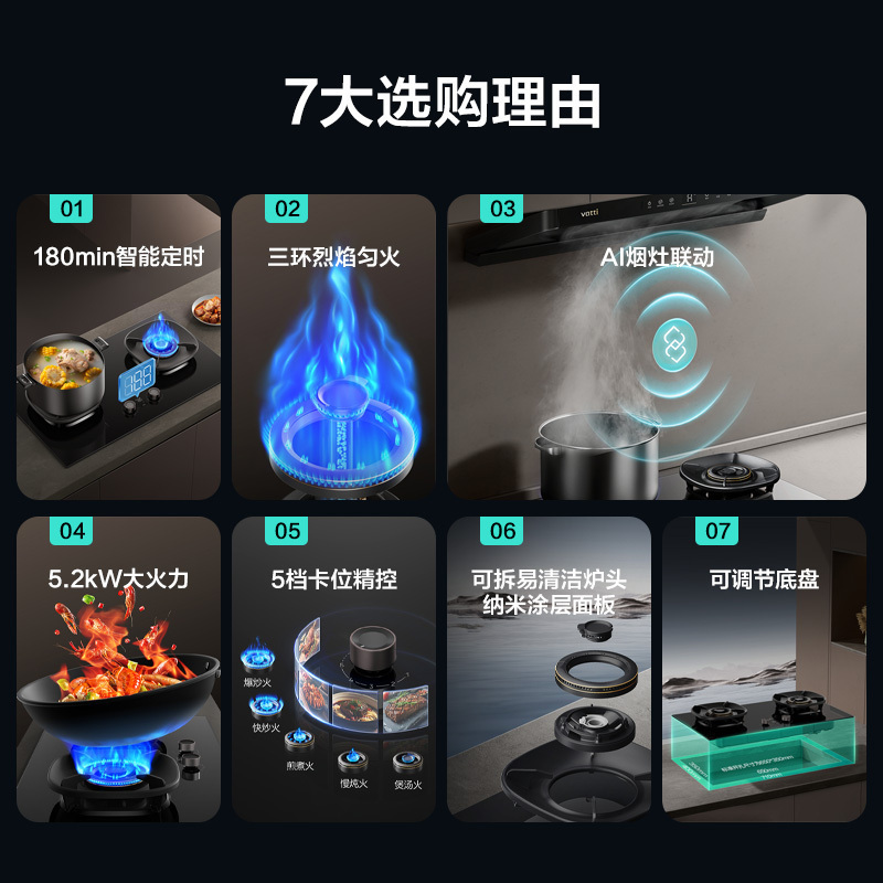 华帝(VATTI)官方家用燃气灶台嵌两用灶具5.2KW火力三环精控均火高热效率一级能效 [三环匀火]i10309D天然气