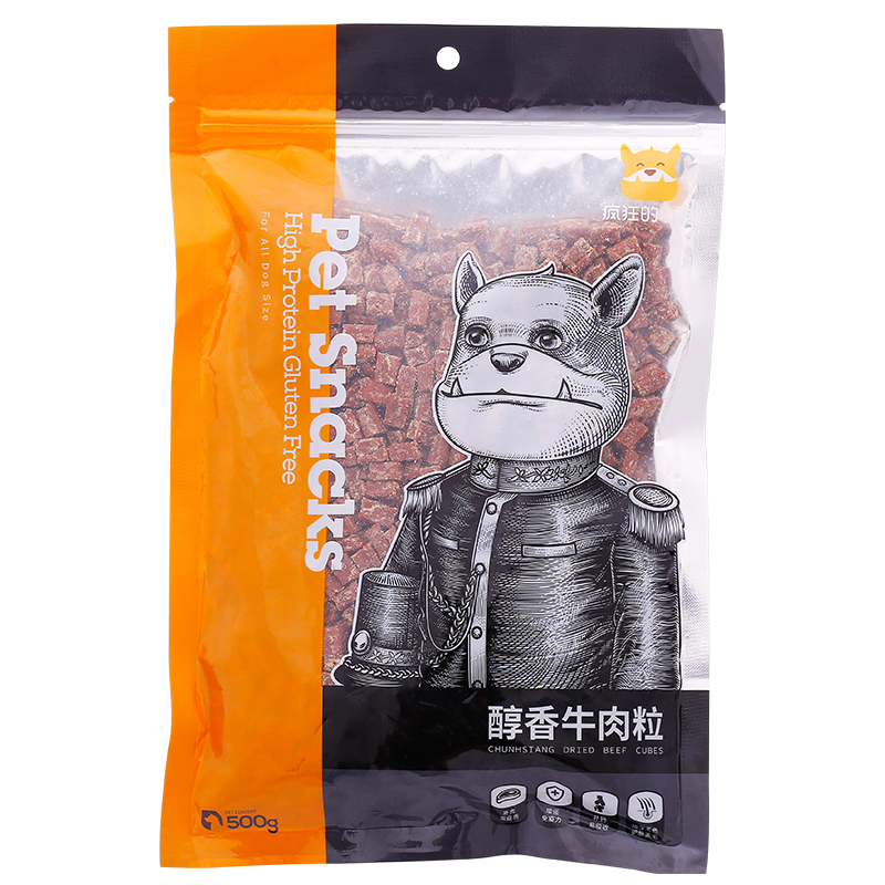 疯狂的小狗 狗狗零食美毛补钙 蛋黄牛肉粒 500g